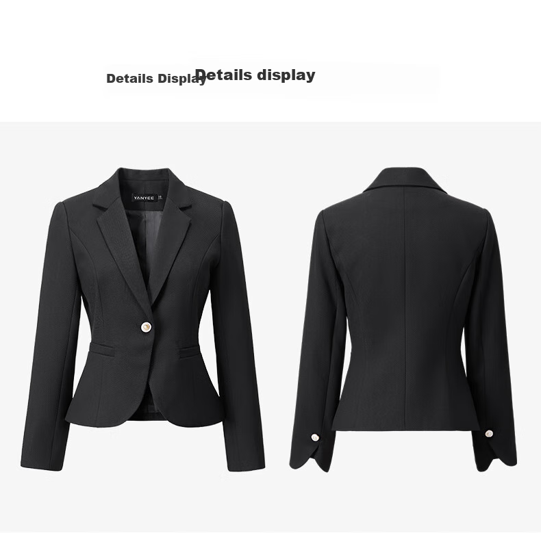YANYEE Elegant Blazer for Women, Spring 2025, Waist-Cinching Slimming Professional Attire, High-End Formal Wear, Black, M 16