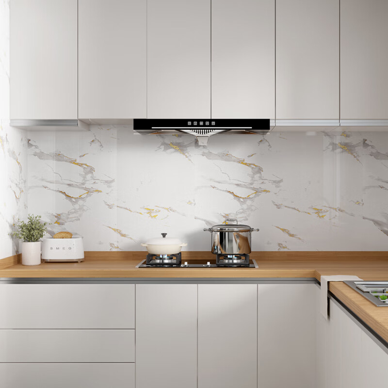 Oumai Marble Self-Adhesive Wallpaper Thickened Desk Cabinet Door Waterproof Furniture Renovation Film, Gilded 3 Meters