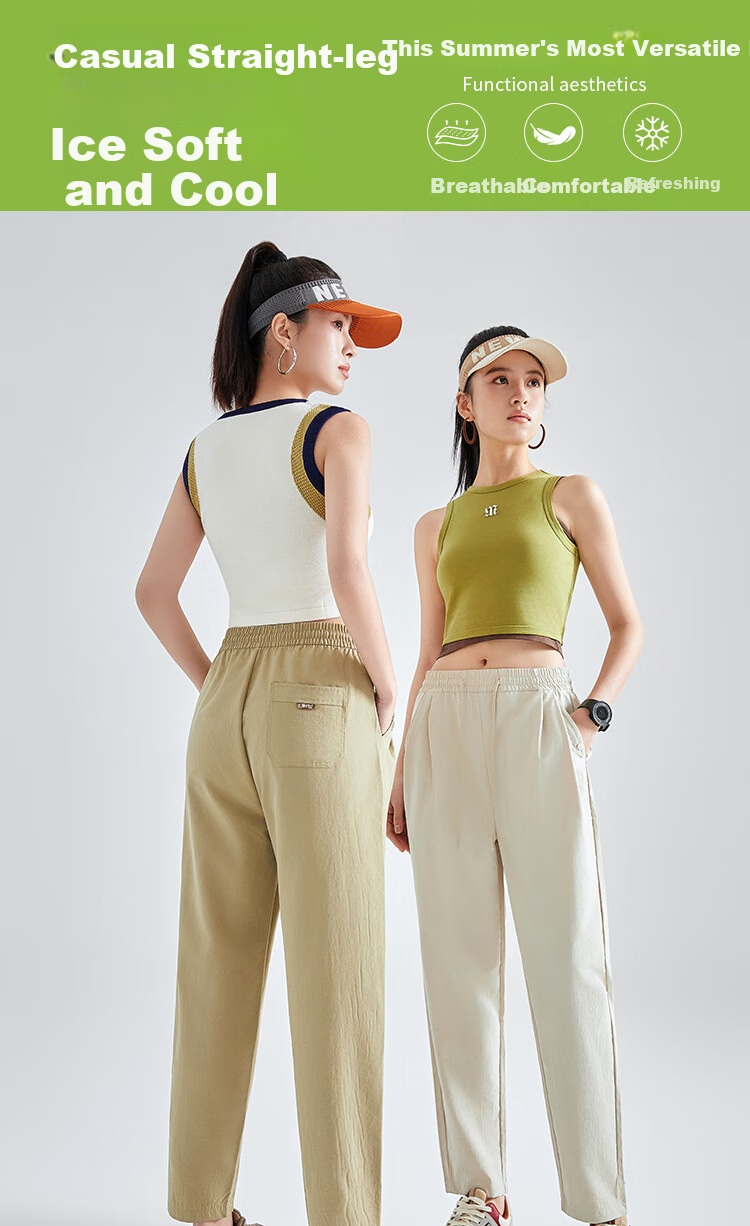 LangSha Straight-Leg Pants for Women, 2025 Summer New Fashion Loose Casual Pants, Lightweight Breathable Carrot Pants 1