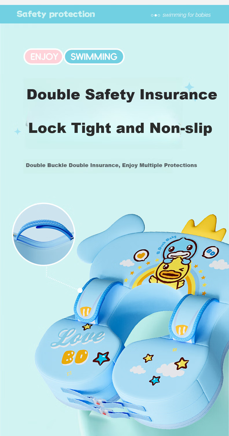 B.Duck Baby Swimming Armpit Float, Newborn Safe And Stable, Anti-Rollover, Anti-Choking, No Inflation Required Life Buoy 6