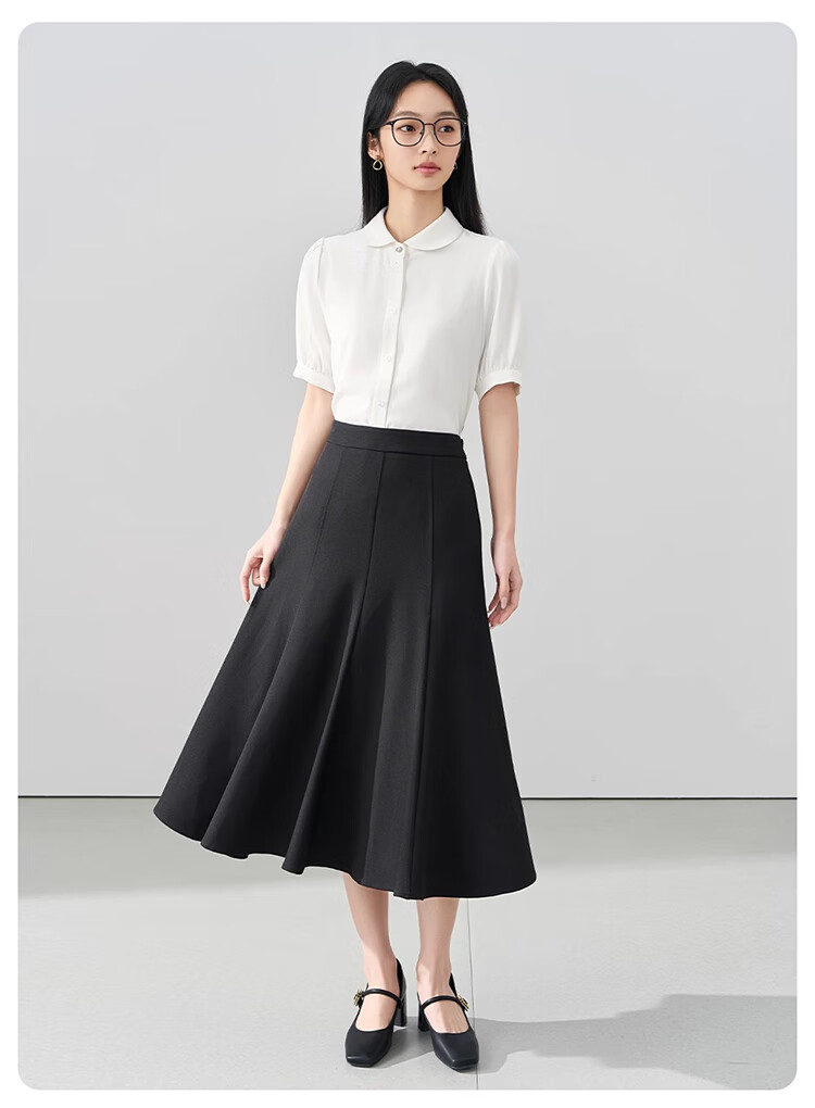 Bodexiaojie Black Suit Skirt for Women, Interview Commute Fishtail Skirt Formal A-Line Midi Skirt, Petite Bodycon Skirt 8