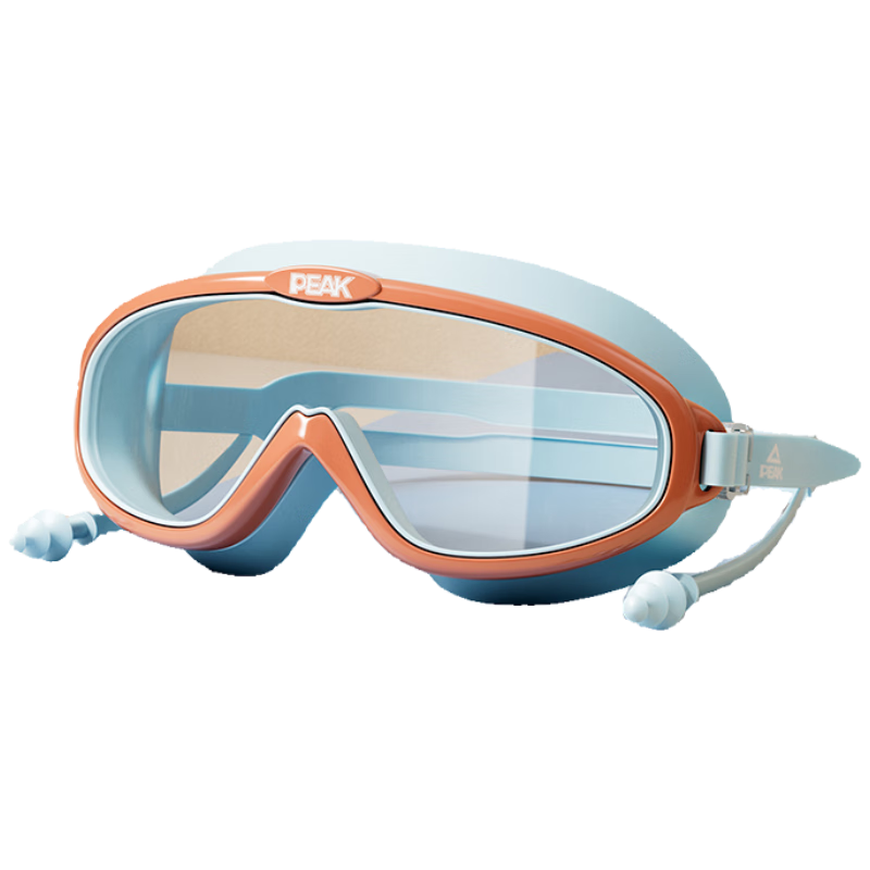 Peak One-Piece Earplug Kids Swimming Goggles Boys Girls Large Frame HD Anti-Fog Waterproof Transparent Swim Glasses Pink Blue