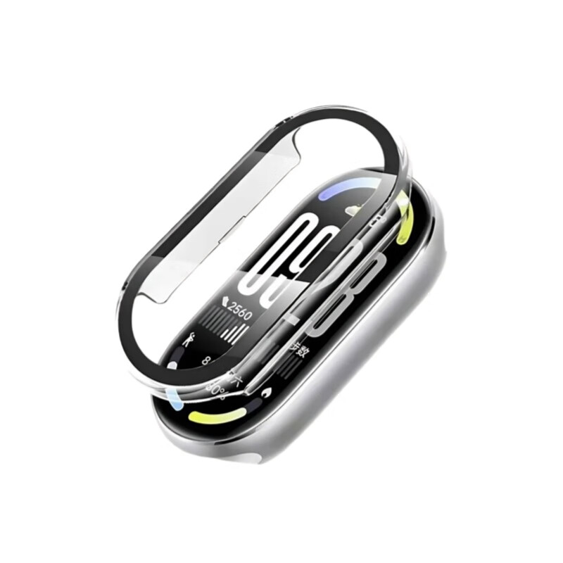 Защитный чехол Shishan и защитная пленка для Xiaomi Mi Band 10, совместим со стандартной и NFC версиями, стальная рама, полное покрытие, ударопрочный, HD Clear, прозрачный