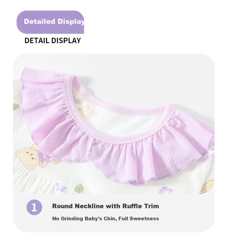 DEESHA [100% Pure Cotton Class A] Children's Pajamas Spring And Summer Thin Girls' Loungewear Baby Air Conditioning Suit Set 5