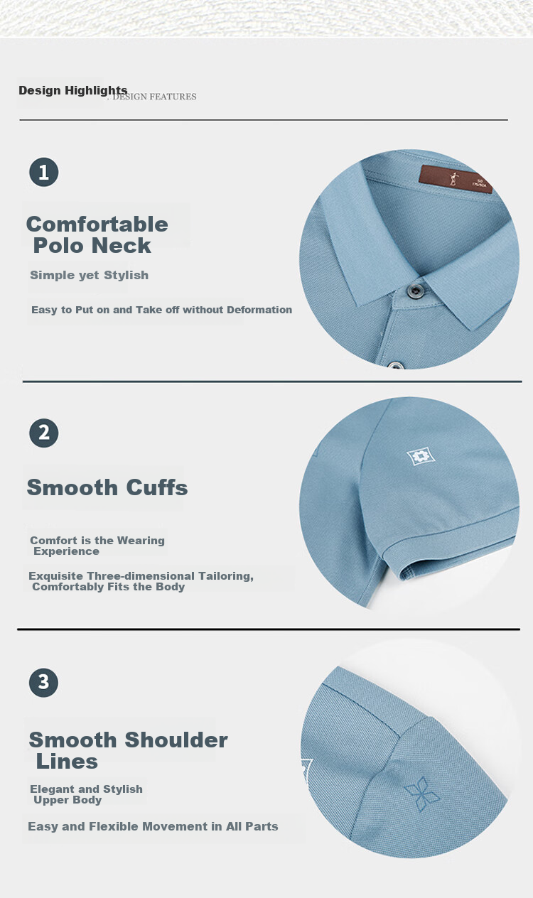 Caizi Men's Polo Shirt Short Sleeve Summer New Mulberry Silk Pique Fabric Breathable 40S Combed Cotton Skin-Friendly T-Shirt Top 6