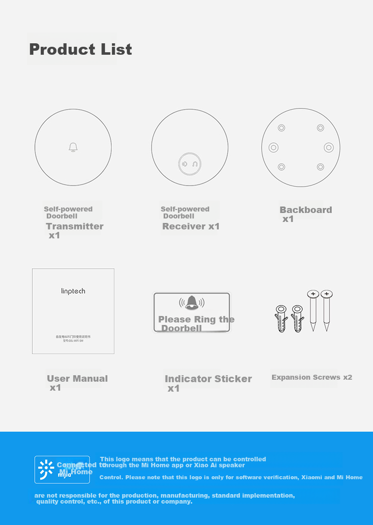 Linptech Wireless Doorbell Indoor G6L-RW Standard Version Receiver (Cannot Be Used Alone) 16