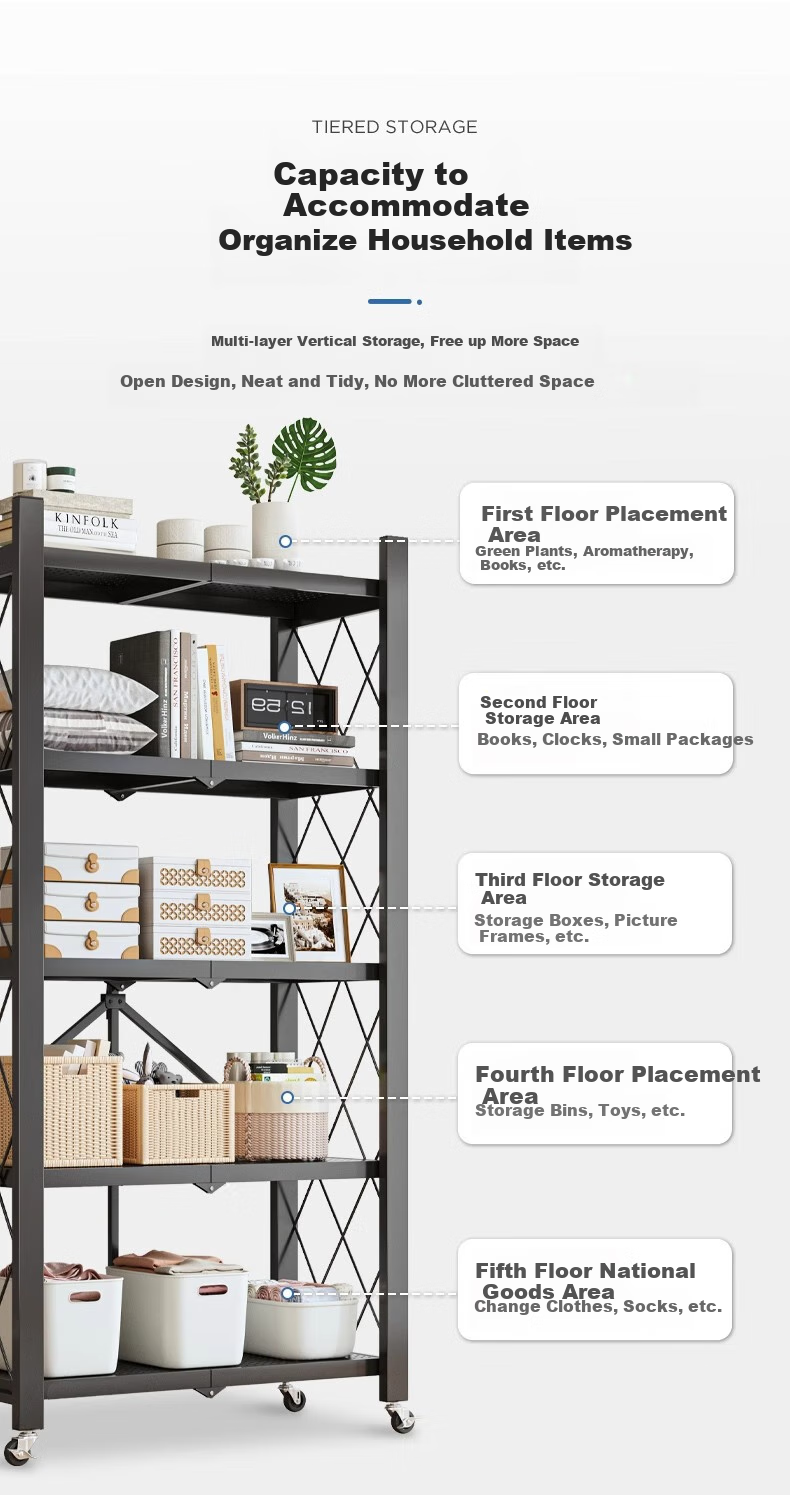 Shanshanmuyi Floor-Standing Bookshelf, Home Storage Rack without Installation, Student Steel Storage Shelf 2