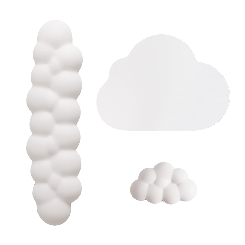 EXCO Cloud Mouse Pad And Keyboard Tray, Large Comfortable Wrist Rest Set, Silicone, for Women's Computer Desk Office Use, Keyboard Pad, Hand Wrist Protection, Leather, Waterproof, White, 0517