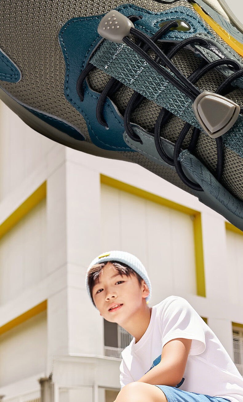 ERKE Kids Boys Girls Casual Shoes Children's Drawstring Shock Absorption Sports Shoes Black/Carbon Gray Size 36 7