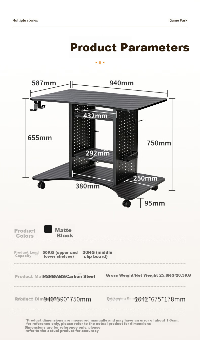PSEAT Computer Desk Gaming Station with Multiple Scenarios, Compact Desk with Movable Computer Table, Home Gaming Desk 18
