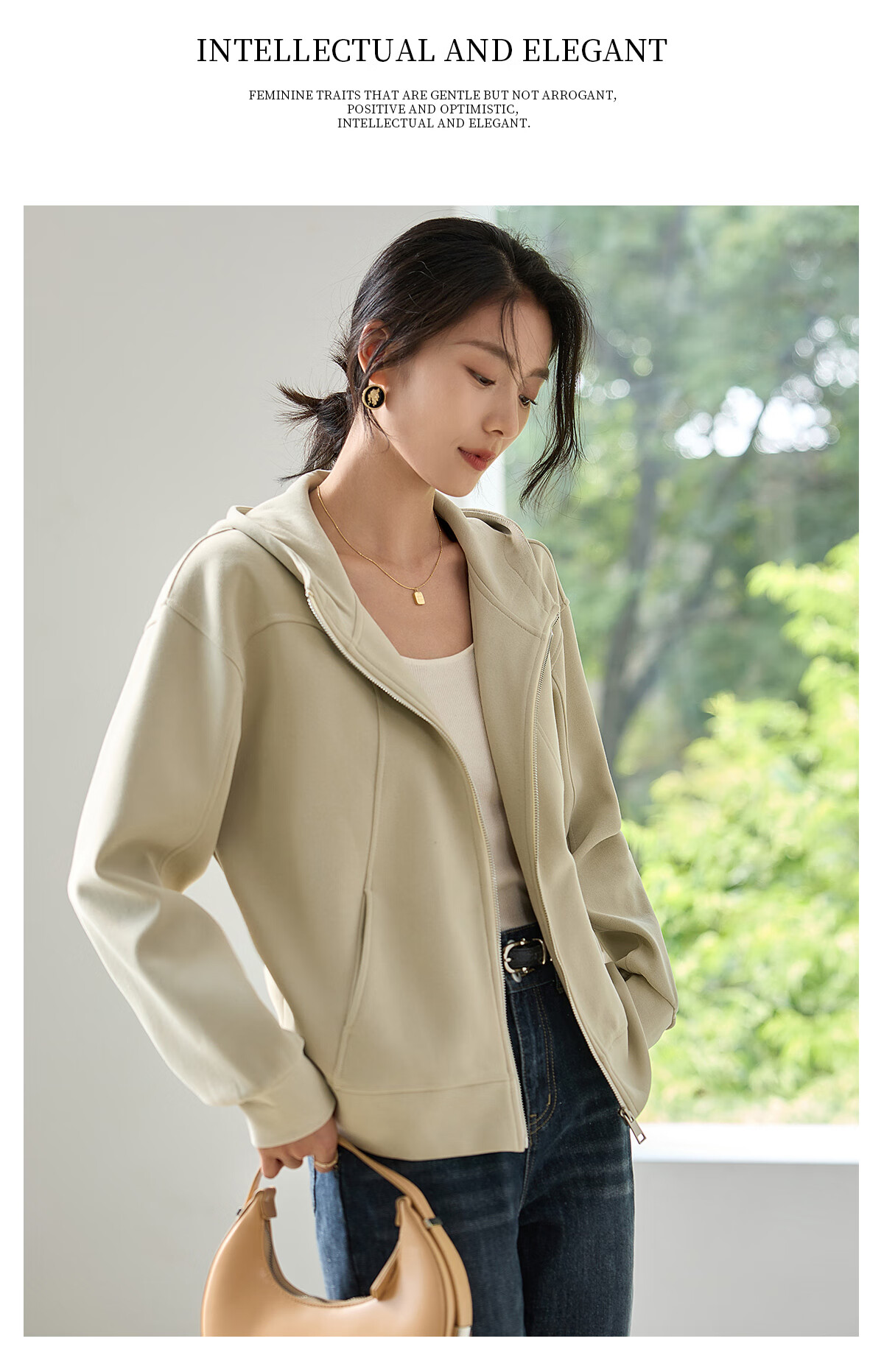 Chushen Spring and Autumn Casual Jacket Women Wilderness Mallard Design Splicing Fashion Casual Hooded Top S143U1001 14