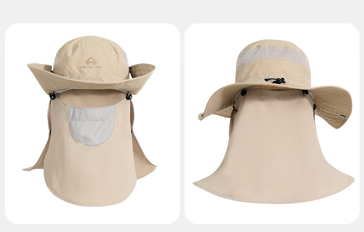 Toread Outdoor Sun Protection Bucket Hat with Face Mask for Men and Women, Large Brim Sunshade Fishing Hat, Black, Size L 14