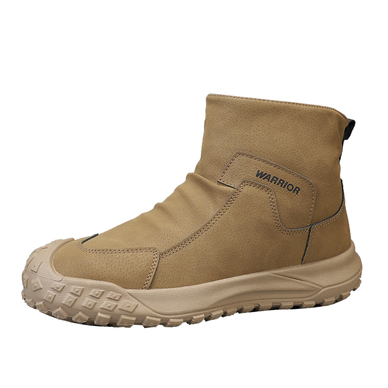 Warrior Men's Martin Boots Autumn Winter New Retro Durable Hiking Shoes Non-slip Work Boots 645 Brown Size 41