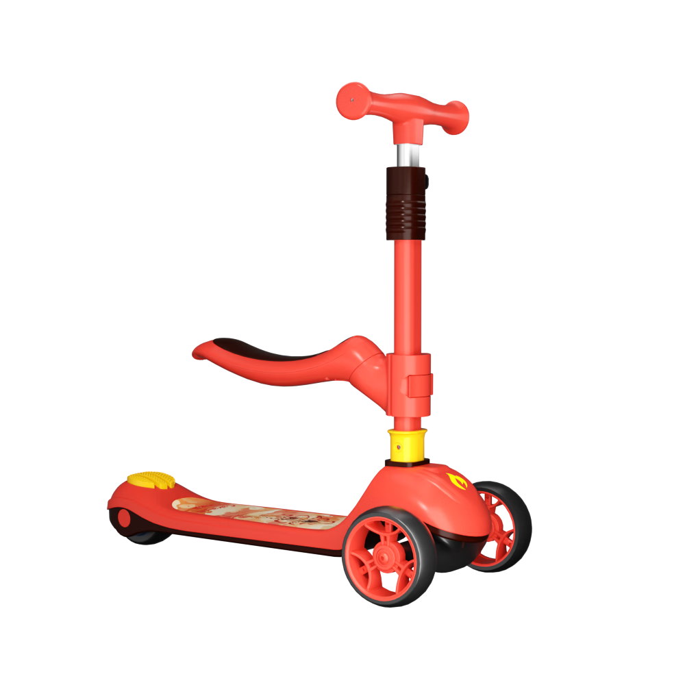 Cakalyen Children's Scooter 2-in-1 Ride-On and Push Scooter for Ages 1-12 Nezha Birthday Gift