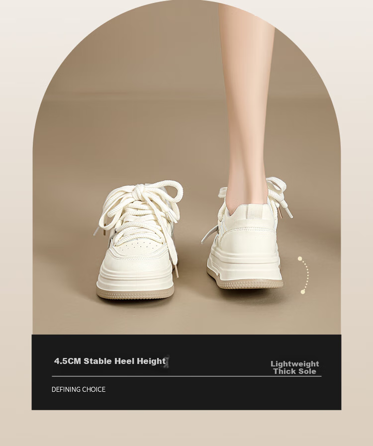 ZHR White Sneakers for Women, Thick-Soled Lightweight Versatile Height-Increasing Casual Shoes, Fashionable Simple Women's Shoes, AB22 Beige, Size 39 1