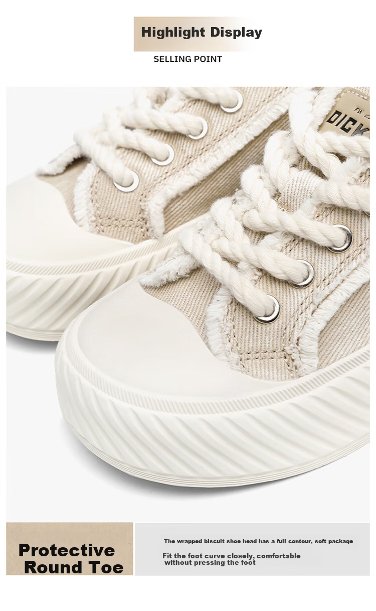 Dickies Slip-On Couple Canvas Shoes, Women's Casual Shoes, Flat Shoes, Lazy Half Slippers, Beige, Size 37 2