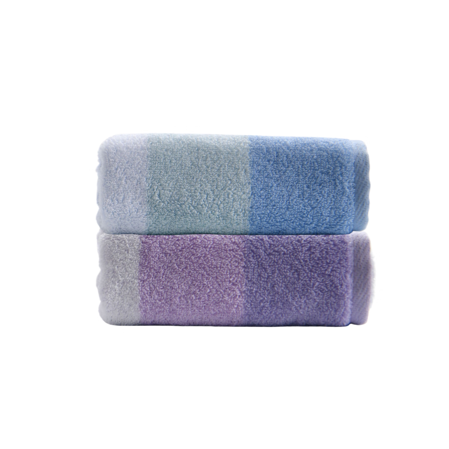 LOFTEX Towel, Pure Cotton Class A Egyptian Long-Staple Cotton, Colorful Striped, Anti-Bacterial Face Towel, 2-Pack, Blue/purple, Sports