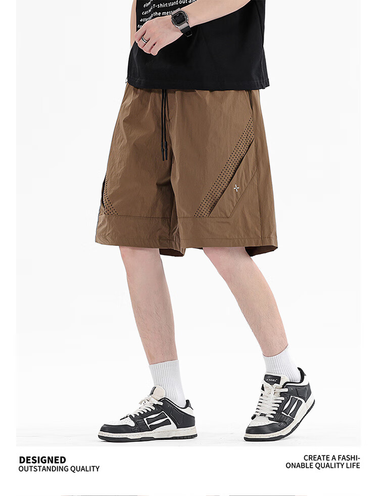 I'M DAVID Men's Summer 2025 New Breathable Casual Basketball Sports Mid-Length Shorts Trendy Ice Silk Quick-Dry Five-Point Pants 23