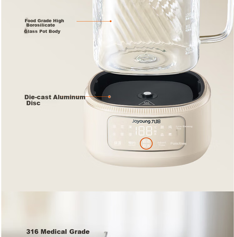 Joyoung Home Use 1L Small Capacity Health Pot, Multi-Purpose Electric Kettle for Hot And Cold Water, Metal Kettle without Glue, Constant Temperature Kettle, K10D-WY103 (Tea) 12