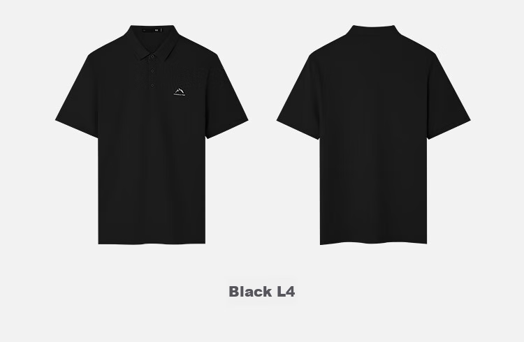 HLA Short-Sleeve Polo Shirt for Men, Summer Mountain Series, Black, Size 2XL 21