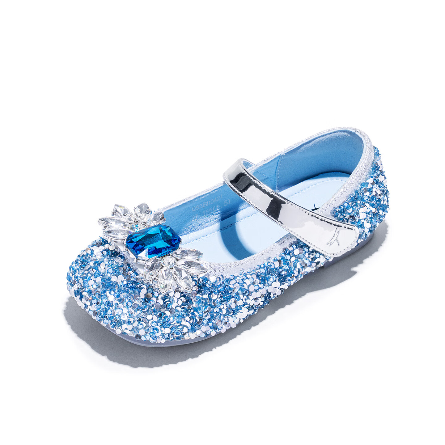RED DRAGONFLY Girls' Shoes Autumn Crystal Elsa Princess Shoes Flats Girls' Performance Shoes Children's Leather Shoes Q53BD042 Blue Size 27