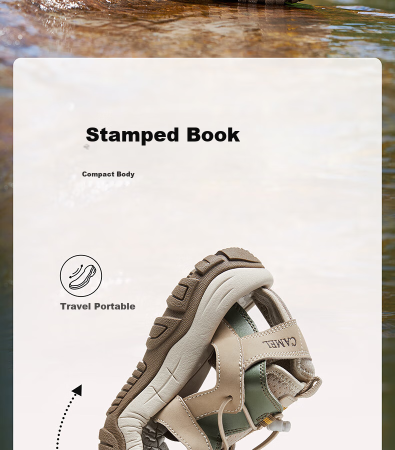 CAMEL Breathable Mesh Water-Repellent Anti-Collision Closed-Toe Urban Outdoor Sports Sandals for Men, G14M396625, Sand Color, Size 40 5