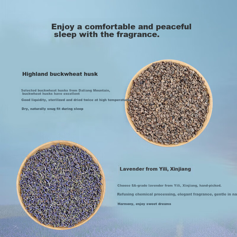 Shuguoyu 3.5 Jin Buckwheat Hull Lavender Cervical Pillow for Students And Adults, Single Person Summer Comfortable Sleep Pillow Core