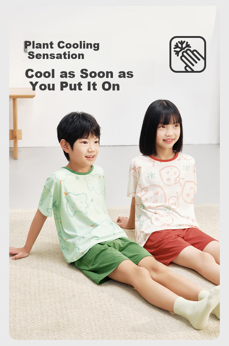 JD Original 10A Antibacterial Children's Eucalyptus Skin Cotton Underwear, Girls' Breathable Forest Green Home Wear, Size 150 9