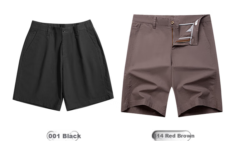 DANCING WOLVES [Comfort Stretch Cotton and Spandex] Summer Workwear Trendy Loose Breathable Versatile Casual Men's Shorts 314 Red Brown 34 7