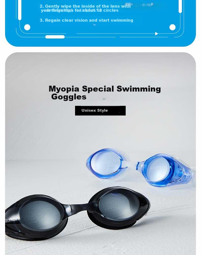 Arena Nearsighted Swimming Goggles, Imported Anti-Fog Pioneer, for Men And Women, with Prescription Lenses, Large Frame, Waterproof, High-Definition, Customizable with Different Prescription Lenses on Left And Right Sides 3