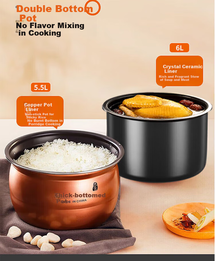 Joyoung Home Smart 6L Dual-Lid Pressure Cooker with One-Button Operation for Cooking Rice And Stewing Y-60C817 7