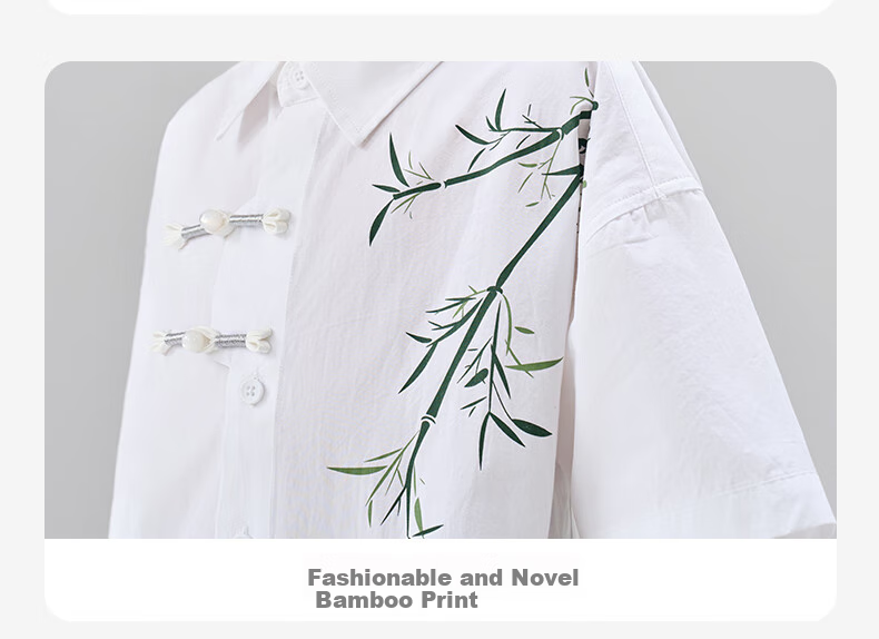 Luomeng Boys' Short-Sleeve Shirt, Chinese-Style Children's New Bamboo Shirt, Boys' Summer Top for Older Kids, White, Size 130 9