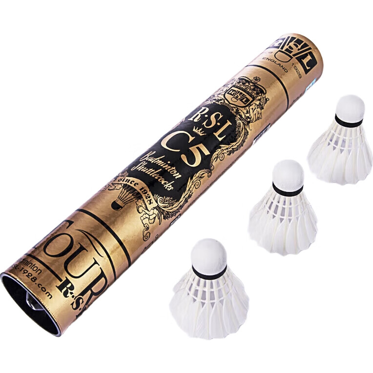 Воланы для бадминтона RSL Competition Duck Feather C5, набор из 12 штук, скорость 77, перьевые, для тренировок