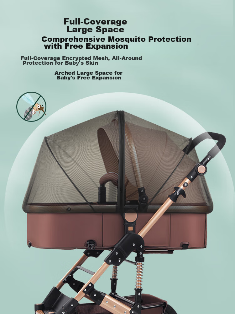 9I9 Baby Stroller Mosquito Net Cover, Summer Infant Carriage Mosquito Net, Full Coverage Universal, Dense Mesh, No Installation Required, Foldable, A22 Black 3