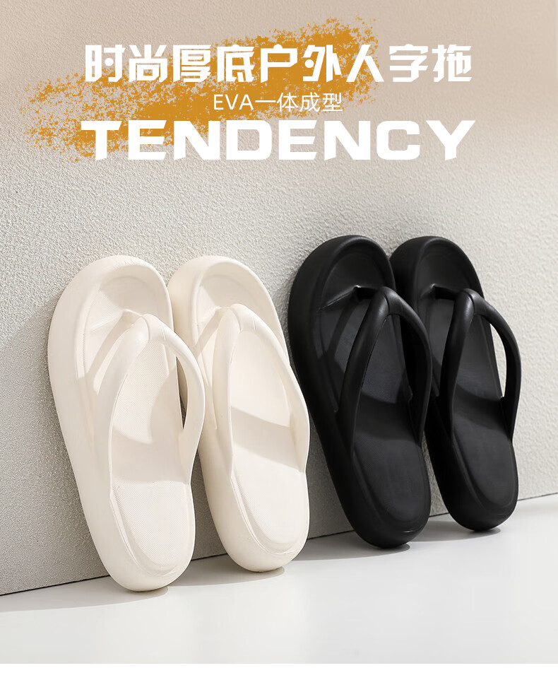 GUOLUOFEI Thick-Soled Flip-Flops for Women, Summer Non-Slip Beach Sandals, Outdoor Slippers, White, Size 39-40 1