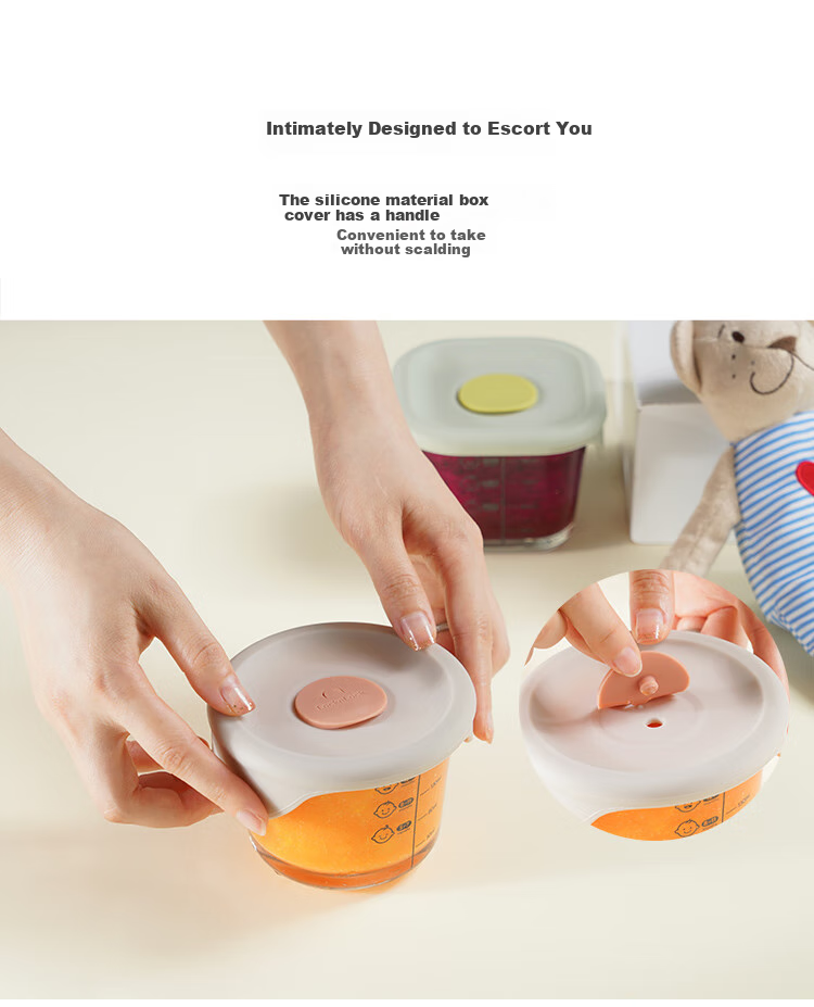LOCK&LOCK Baby Food Container Set, Heat-Resistant Glass Baby Food Bowl, Steaming, Boiling, Freezing And Storage Container, Green, 215ML*3 7