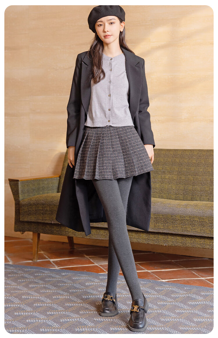 Urban Beauty Gray Fleece-Lined High-Waist Thick Plus Size Black Compression Slimming Leggings for Women Autumn Winter 5