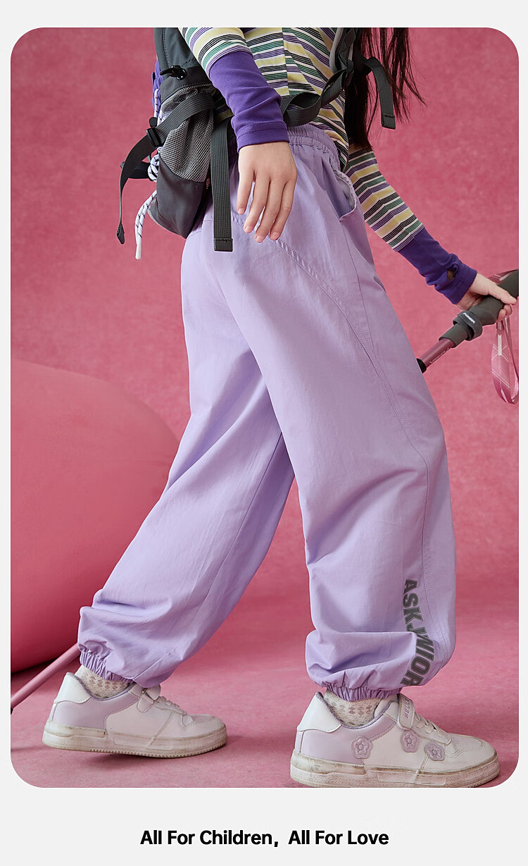 ASK JUNIOR Children's Clothing Girls' Youth Autumn Sports Pants Jogger Running Casual Trousers Black 110 21