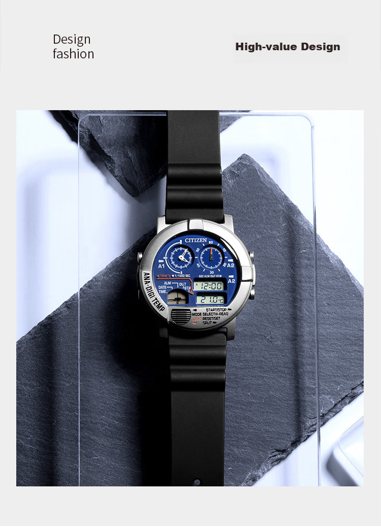 CITIZEN Watch for Men, Japanese And Korean Style, Starship Quartz Watch with Blue Dial And PU Strap, Gift for Students Or Boyfriends, JG0070-20L 2