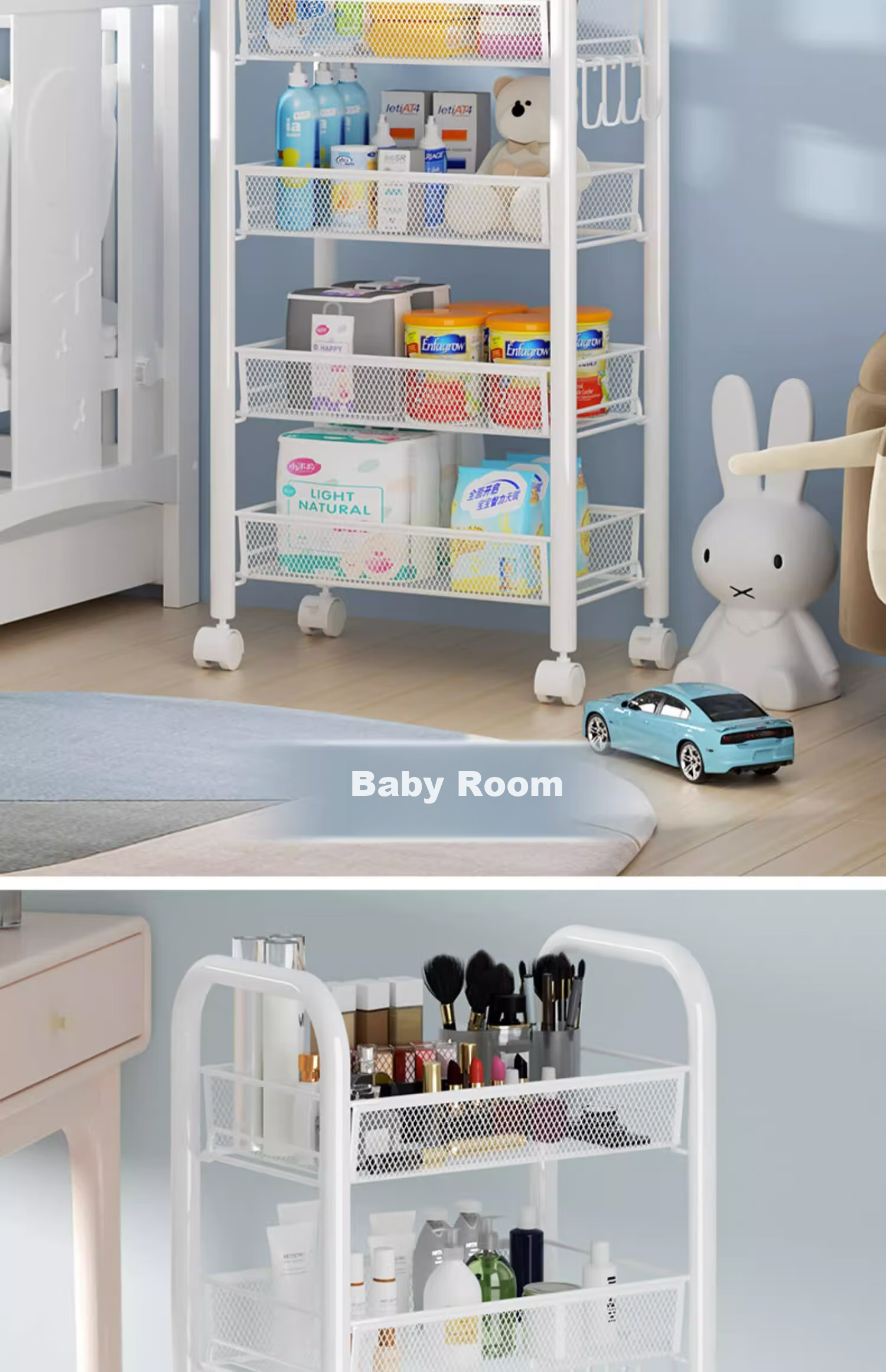 Jiuqiangu Multifunctional Kitchen Storage Rack, Floor-Standing Organizer, Mobile Storage Cart, Vegetable Shelf, Snack Rack 5694 18