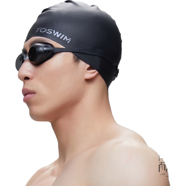 Шапочка для плавания TOSWIM, унисекс, силиконовая, черная, размер L