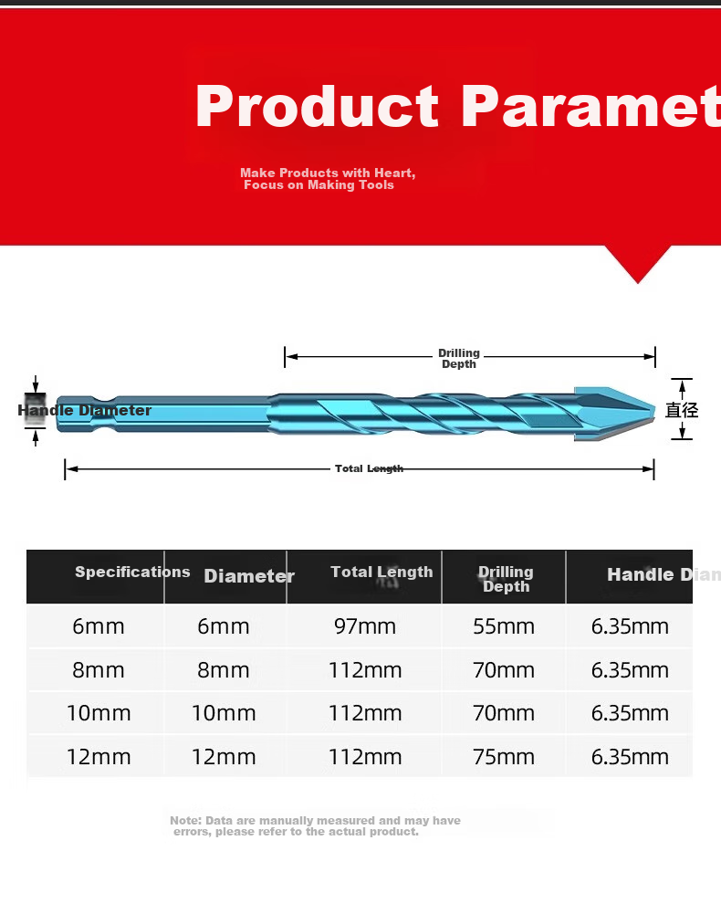HUHAO Ultra-Hard Ceramic Angled Eccentric Drill Bit, Alloy Triangular Drill Adapter, All-Ceramic Tile Drilling Special Drill Bit, 6mm 12