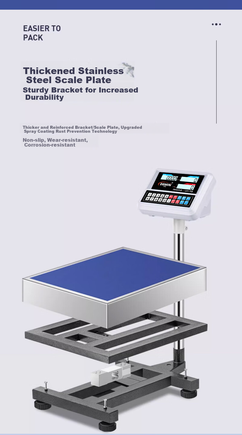 Demin High-Precision Electronic Scale, Gram Scale for Industrial Counting, Commercial Pricing Scale, Express Delivery Floor Scale, 300kg/1g Capacity 12