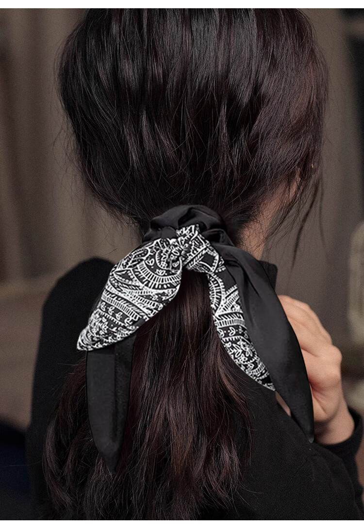 Xiangwan, Floral Butterfly Hair Tie, Vintage Ink Wash Dress Hem Hairband Ponytail Hairband, Hair Accessory, Headpiece, Mid-Autumn Festival Gift 3