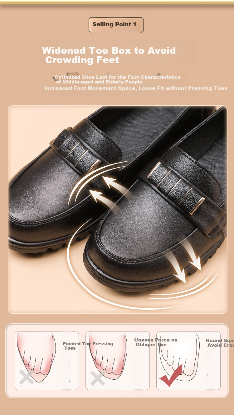 EGCHI Women's Mom Shoes, Non-Slip Soft Sole Slip-On Outdoor Casual Nurse Shoes, H7522, Black, Size 41 4