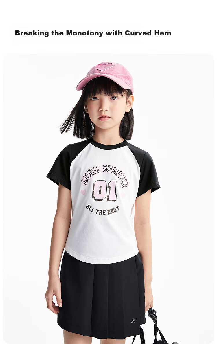 Annil Girls' Round Neck Short-Sleeve T-Shirt, 2025 Summer New Casual Cool-Feeling Quick-Dry Breathable Stretchy Fashio 3
