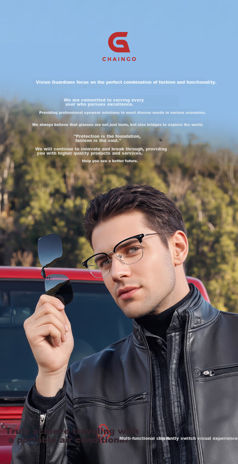 CHAINGO Clip-On Sunglasses for Nearsighted People, Flip-Up Polarized Sunglasses, Portable High-Definition Outdoor UV Protection Driving Glasses for Me 14