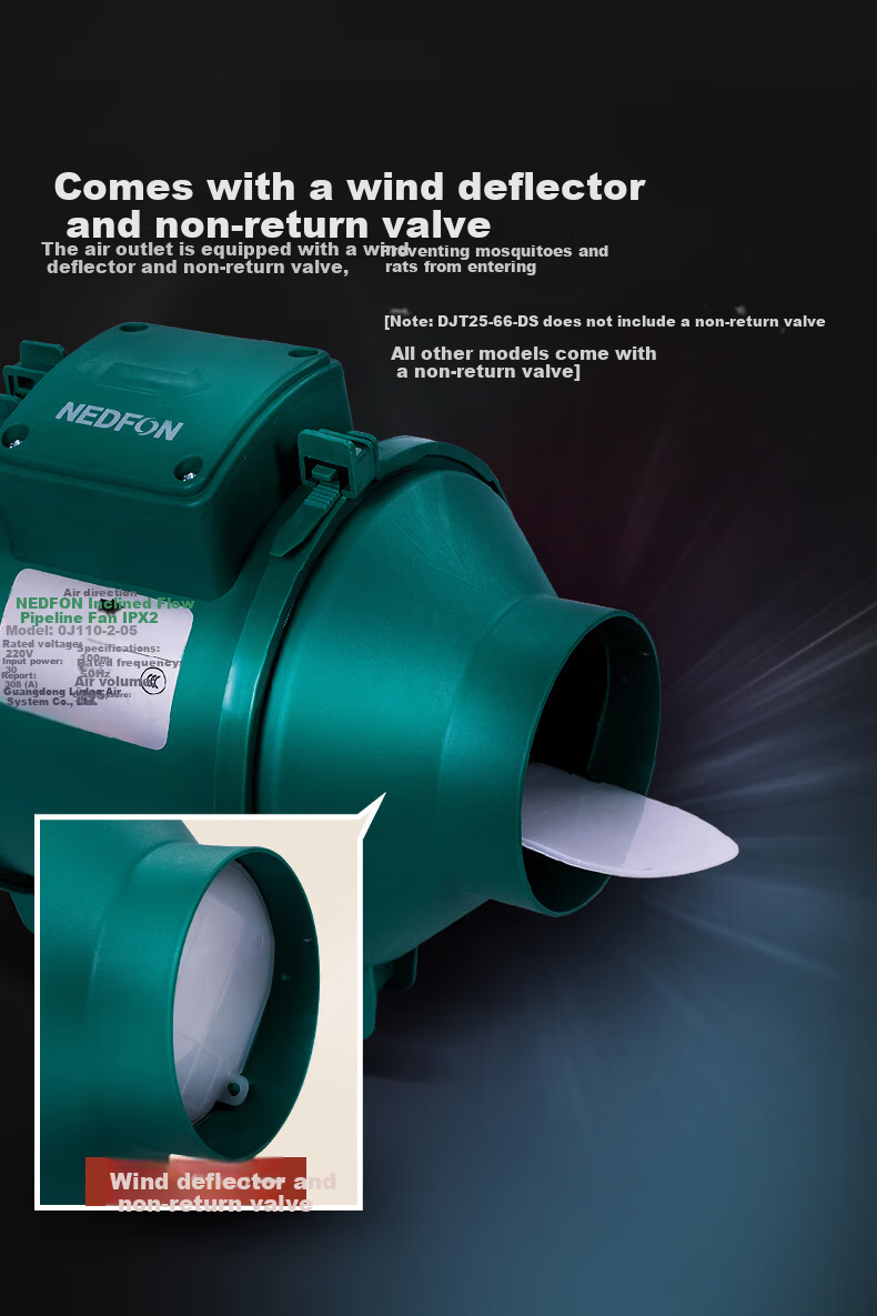 Nedfon DJT10-23 Diagonal Flow Duct Fan, 4-Inch Kitchen Exhaust Fan, Bathroom Ventilation Fan, Powerful Extractor Fa 16