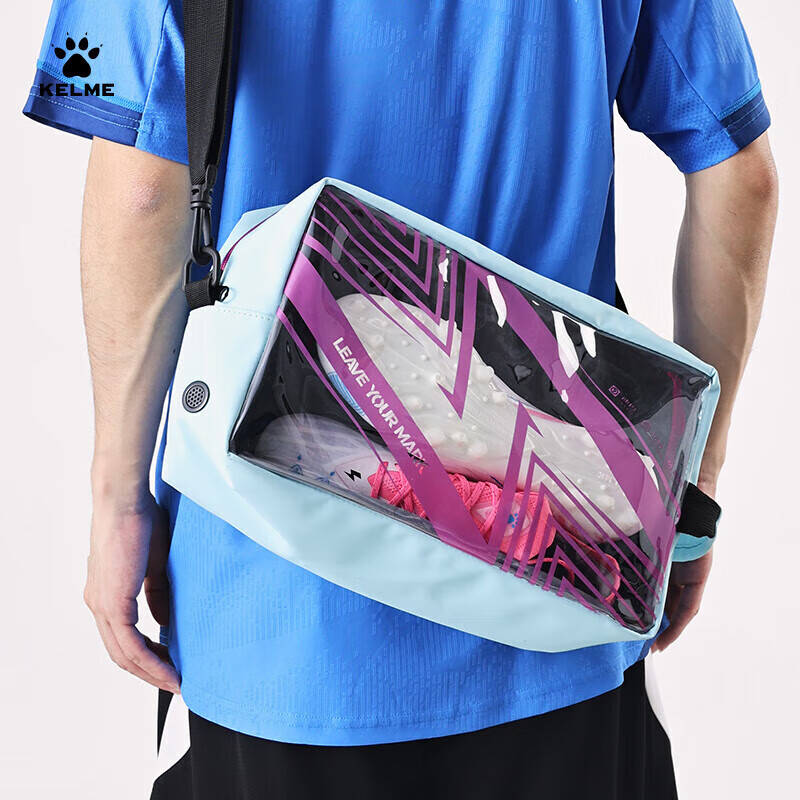 KELME Soccer Training Large Capacity Crossbody Bag, College Student Spacious Football Shoe Equipment Bag, Blue, One Size Fits All