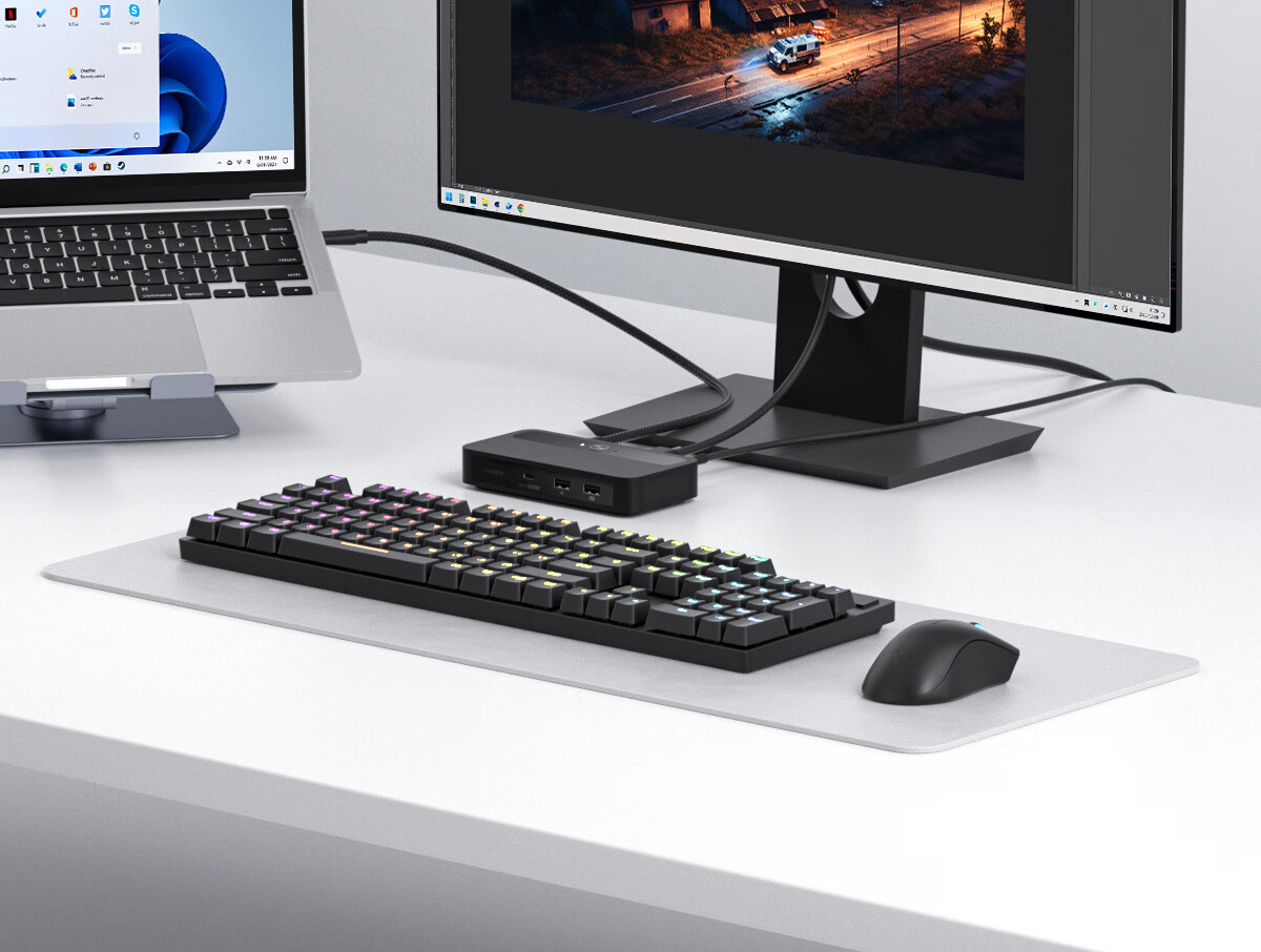 Haibeisi KVM Switch 2-in-1 Out Type-C Docking Station USB Keyboard Mouse HDMI Display Sharing Switcher for Switch2 Laptop Dual Host 14